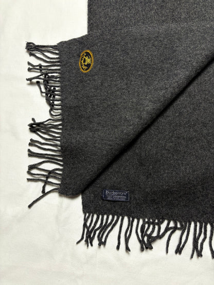 Vintage Burberry Grey Lambs Wool Scarf | 12x72'