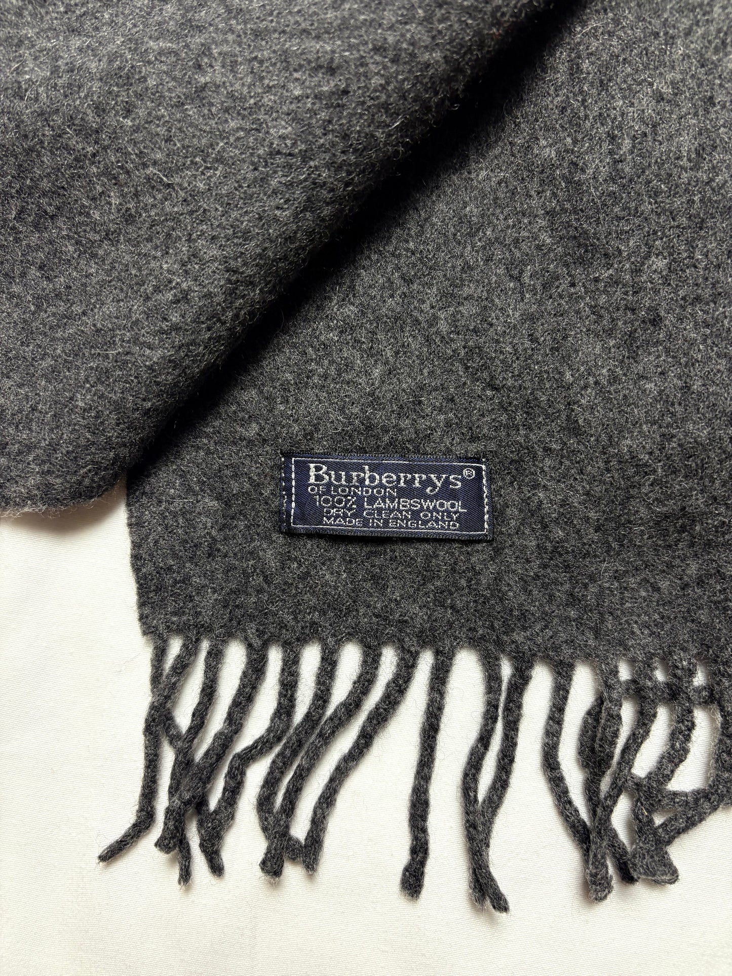 Vintage Burberry Grey Lambs Wool Scarf | 12x72'