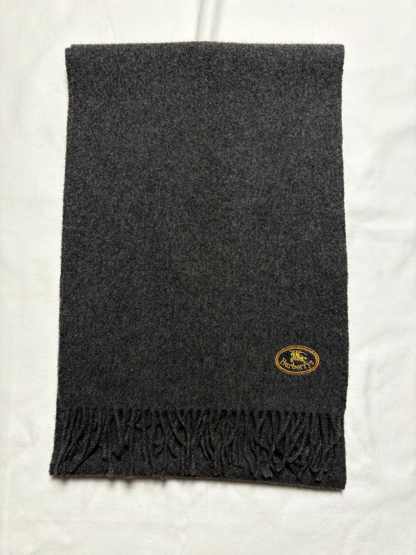 Vintage Burberry Grey Lambs Wool Scarf | 12x72'