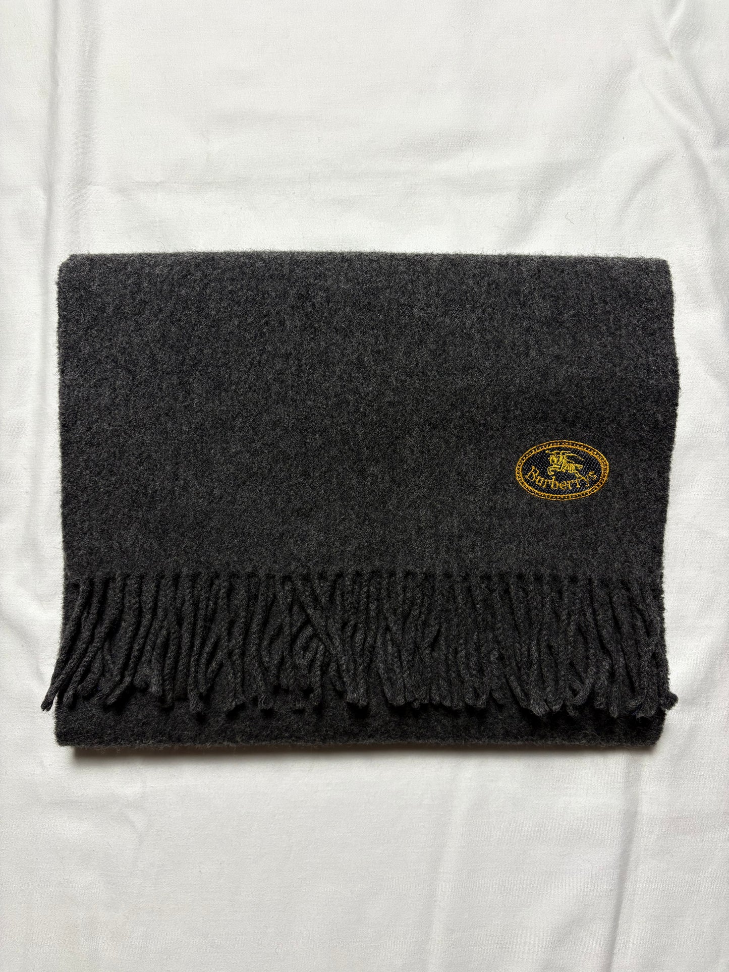 Vintage Burberry Grey Lambs Wool Scarf | 12x72'