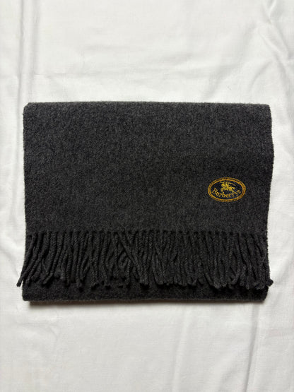 Vintage Burberry Grey Lambs Wool Scarf | 12x72'