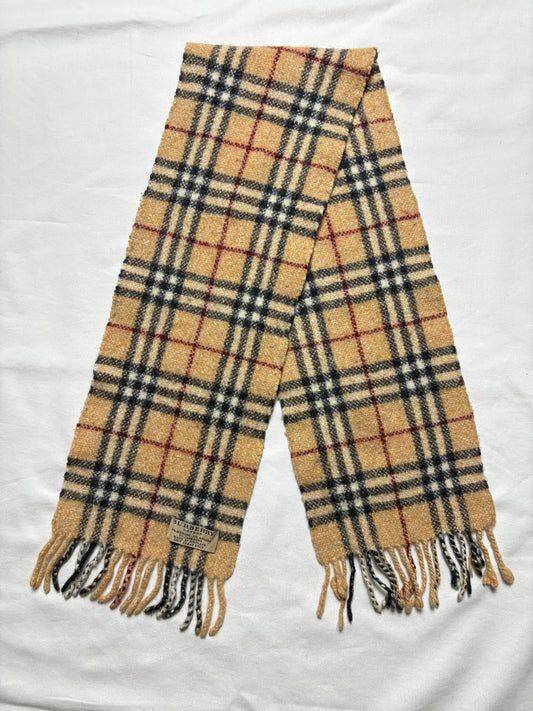 Vintage Burberry Nova Check Childrens Wool Scarf | 7x40'