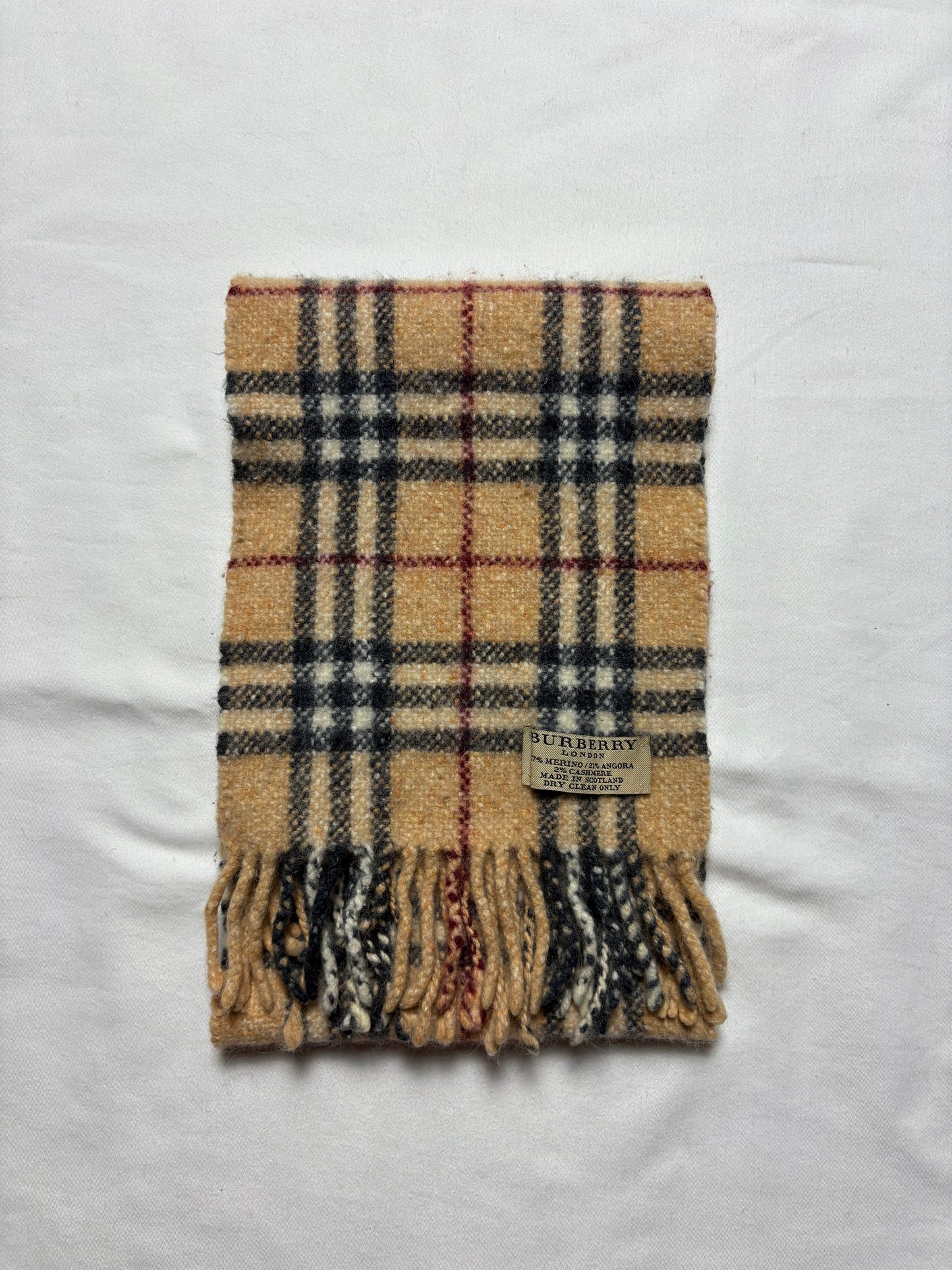 Vintage Burberry Nova Check Childrens Wool Scarf | 7x40'