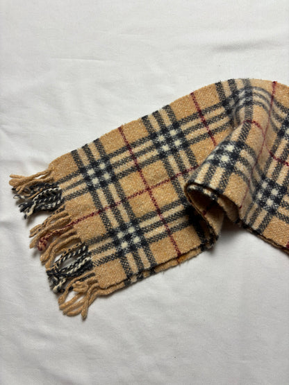 Vintage Burberry Nova Check Childrens Wool Scarf | 7x40'