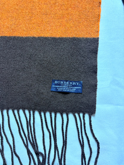 Vintage Burberry Brown + Orange Stripe Wool Scarf | 9x72'