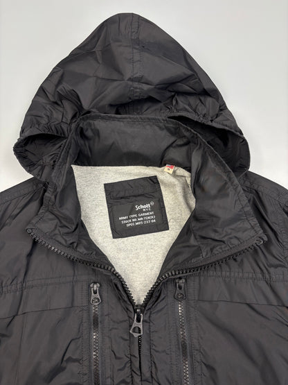 1990s Schott NYC Black Technical Zip Up Jacket