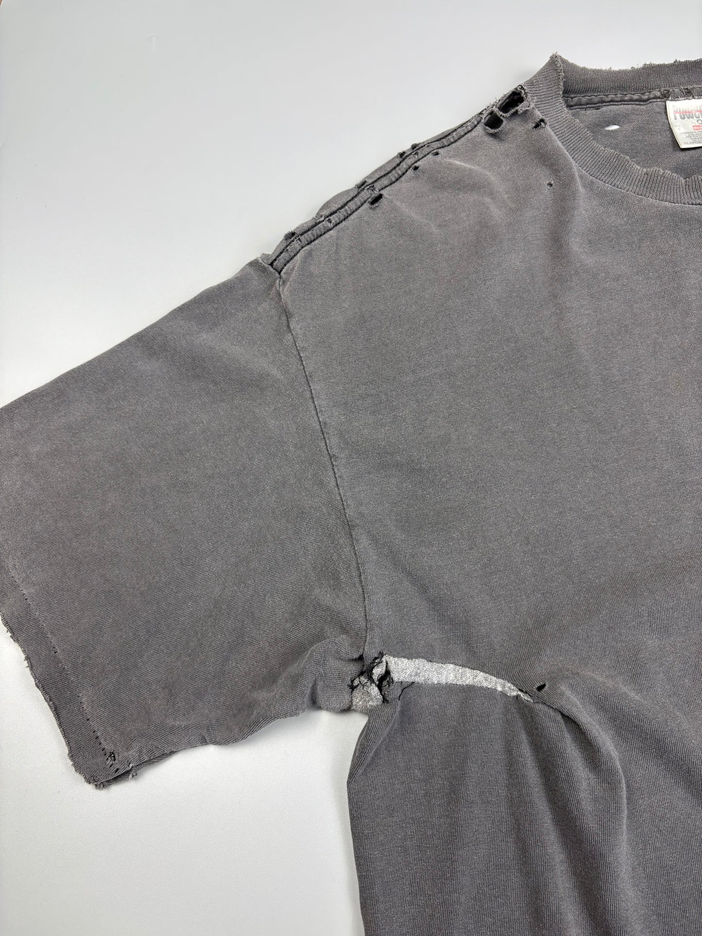 1990s Oneita Washed Black Thrashed Graphic Tee (XL)