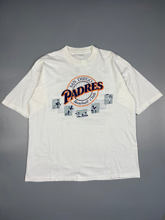 1990s San Diego Padres White Baseball Graphic Tee (L)