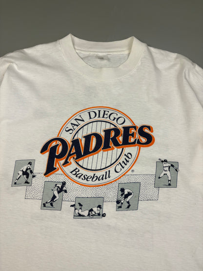 1990s San Diego Padres White Baseball Graphic Tee (L)