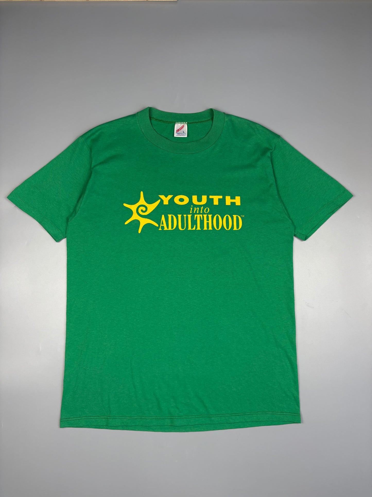 1990s JerZees Adulthood Green Graphic Tee (L)