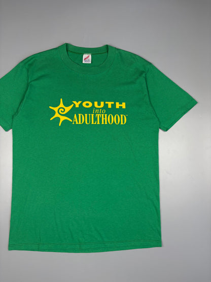 1990s JerZees Adulthood Green Graphic Tee (L)