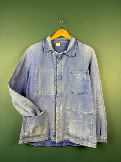 True Vintage 1960s Faded Herringbone French Chore Jacket (M)