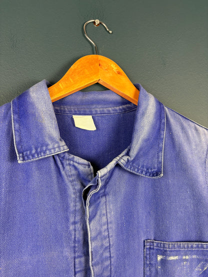 True Vintage 1960s Faded Herringbone French Chore Jacket (M)