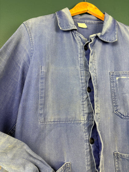 True Vintage 1960s Faded Herringbone French Chore Jacket (M)