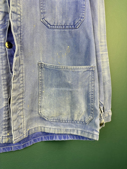 True Vintage 1960s Faded Herringbone French Chore Jacket (M)