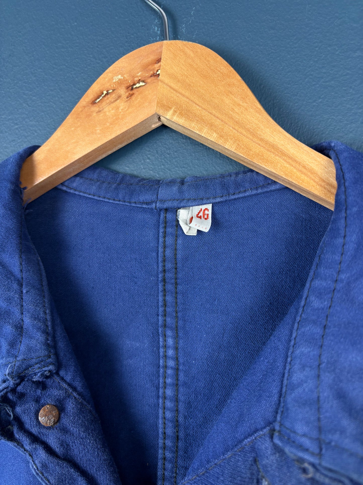 True Vintage 1950s Moleskin Navy Blue French Chore Jacket (M)