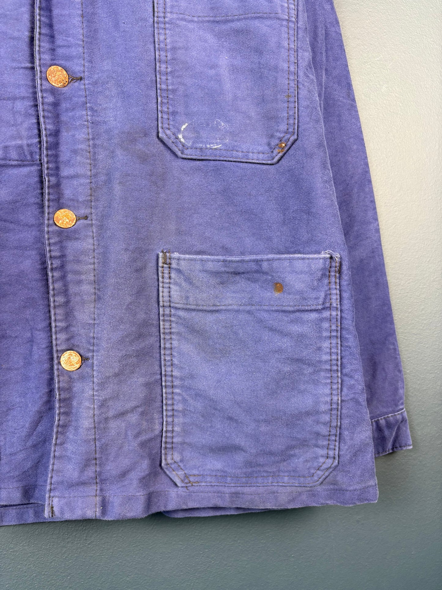 True Vintage 1950s Moleskin Navy Blue French Chore Jacket (M)