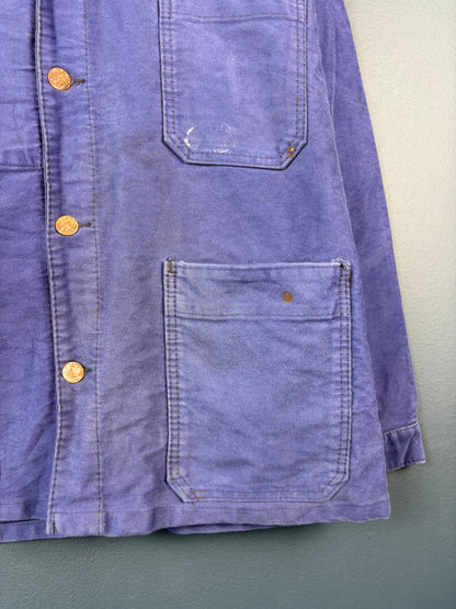 True Vintage 1950s Moleskin Navy Blue French Chore Jacket (M)