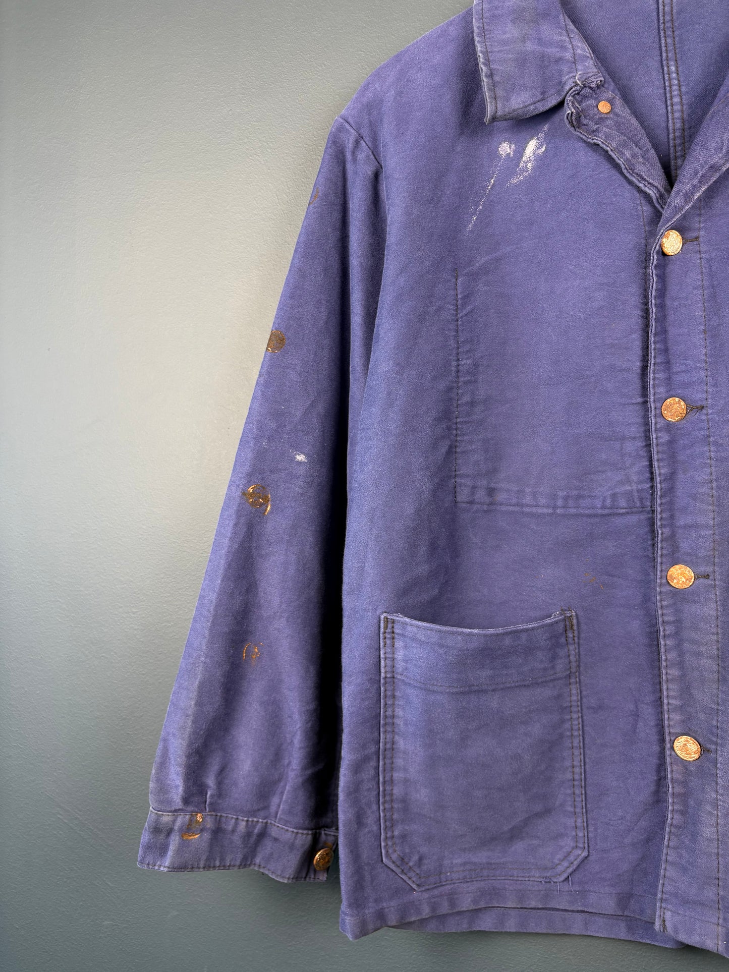 True Vintage 1950s Moleskin Navy Blue French Chore Jacket (M)