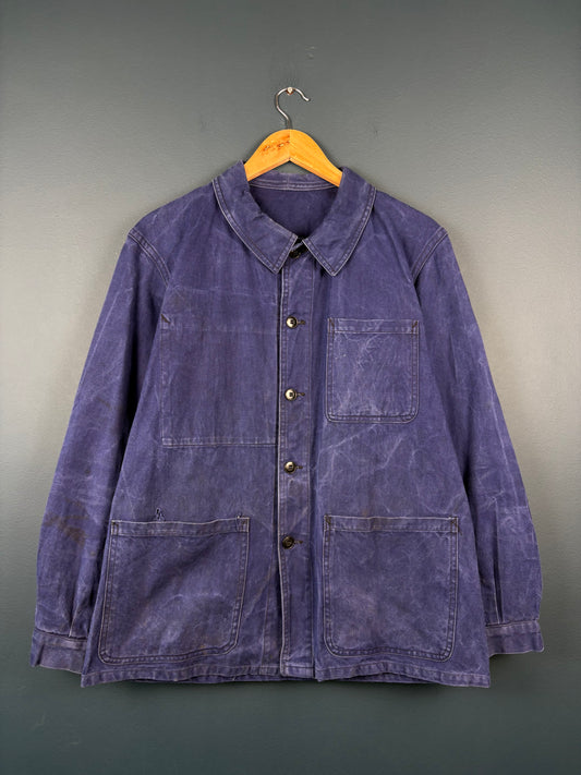 True Vintage 1960s Navy Blue Faded French Chore Jacket (M)