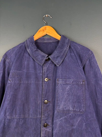 True Vintage 1960s Navy Blue Faded French Chore Jacket (M)