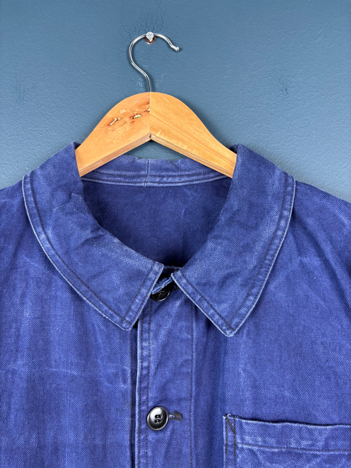 True Vintage 1960s Navy Blue Faded French Chore Jacket (M)