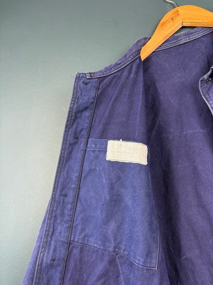 True Vintage 1960s Navy Blue Faded French Chore Jacket (M)