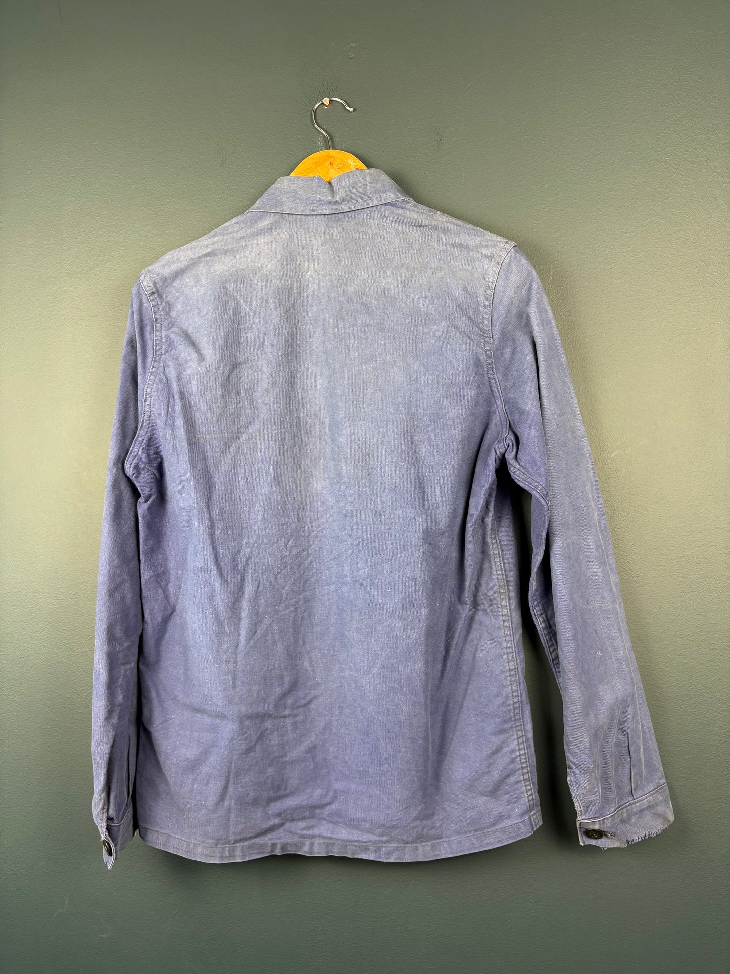 True Vintage 1960s Faded Blue Chore Jacket w/ WWII Officers Pin (S)