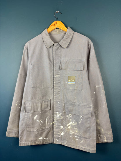 True Vintage 1970s Grey Paint Splat French Chore Jacket (M)