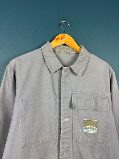 True Vintage 1970s Grey Paint Splat French Chore Jacket (M)