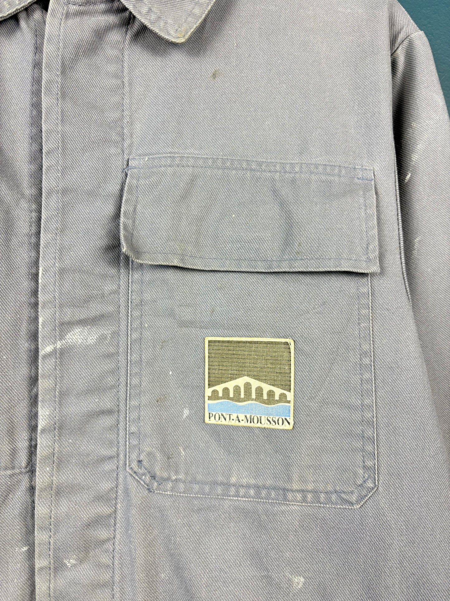 True Vintage 1970s Grey Paint Splat French Chore Jacket (M)