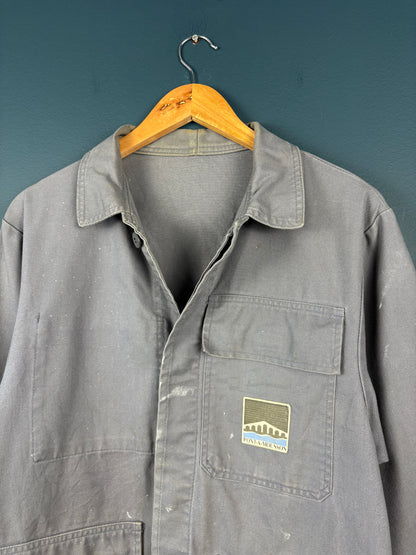 True Vintage 1970s Grey Paint Splat French Chore Jacket (M)