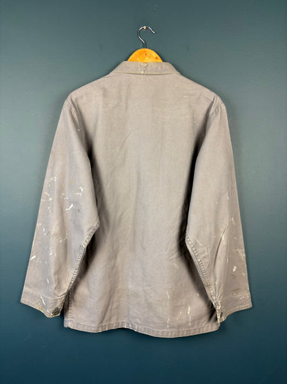 True Vintage 1970s Grey Paint Splat French Chore Jacket (M)