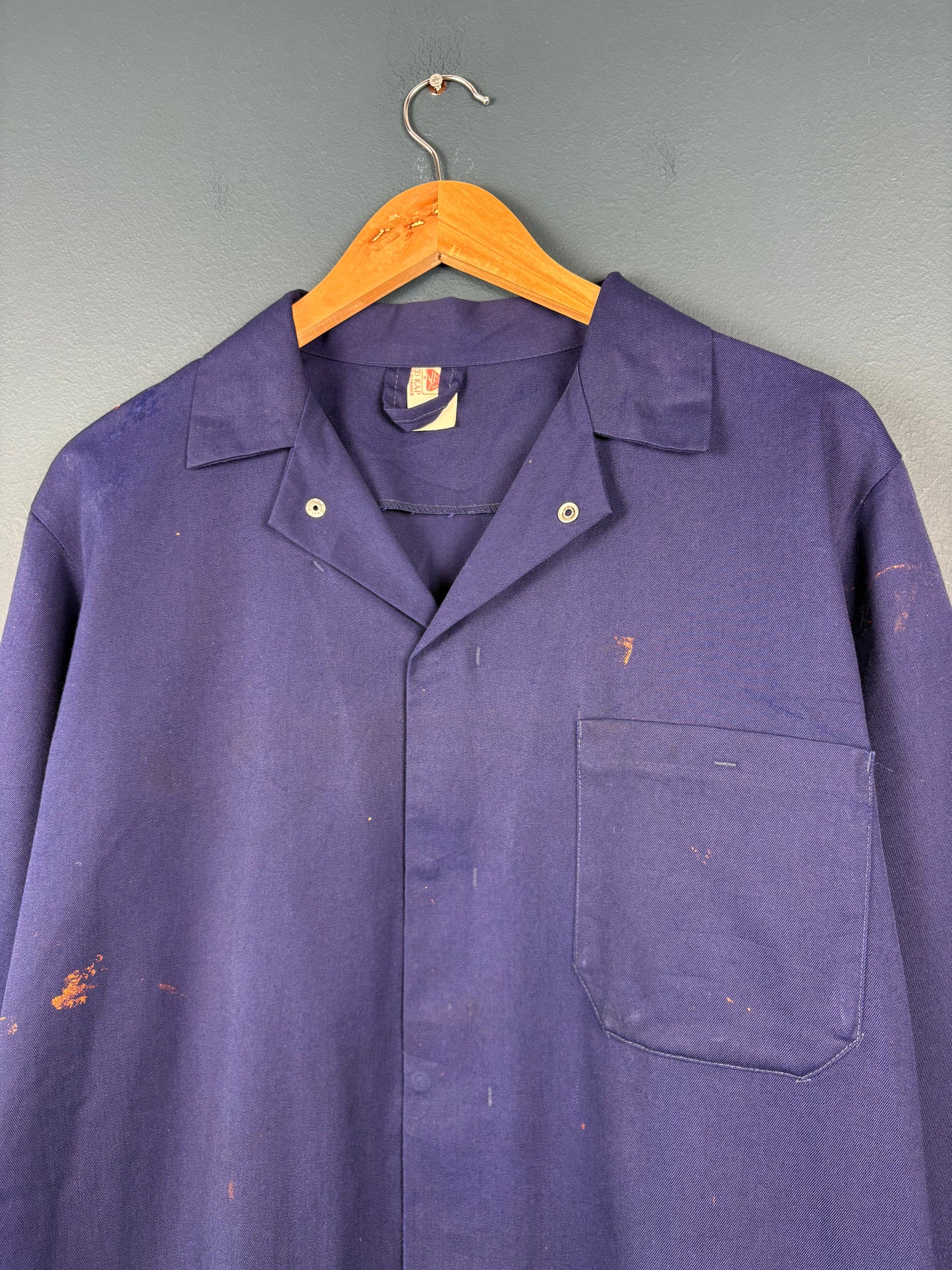 True Vintage 1970s Pop Button Navy French Chore Jacket (L)