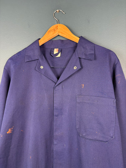 True Vintage 1970s Pop Button Navy French Chore Jacket (L)
