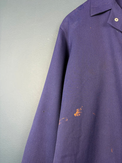 True Vintage 1970s Pop Button Navy French Chore Jacket (L)