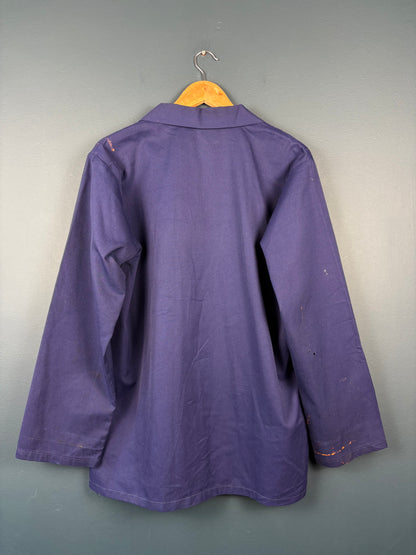 True Vintage 1970s Pop Button Navy French Chore Jacket (L)