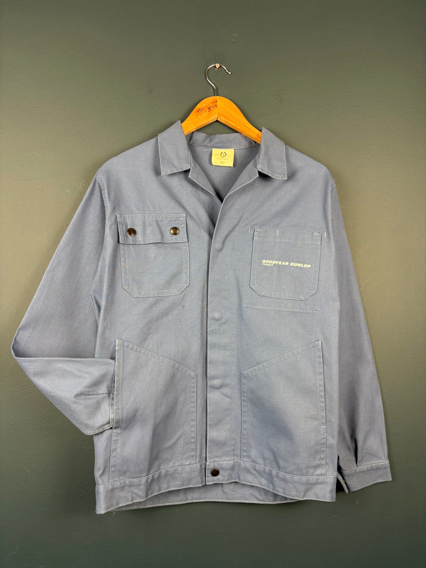 True Vintage 1970s French Goodyear Pop Button Workwear Jacket (M)