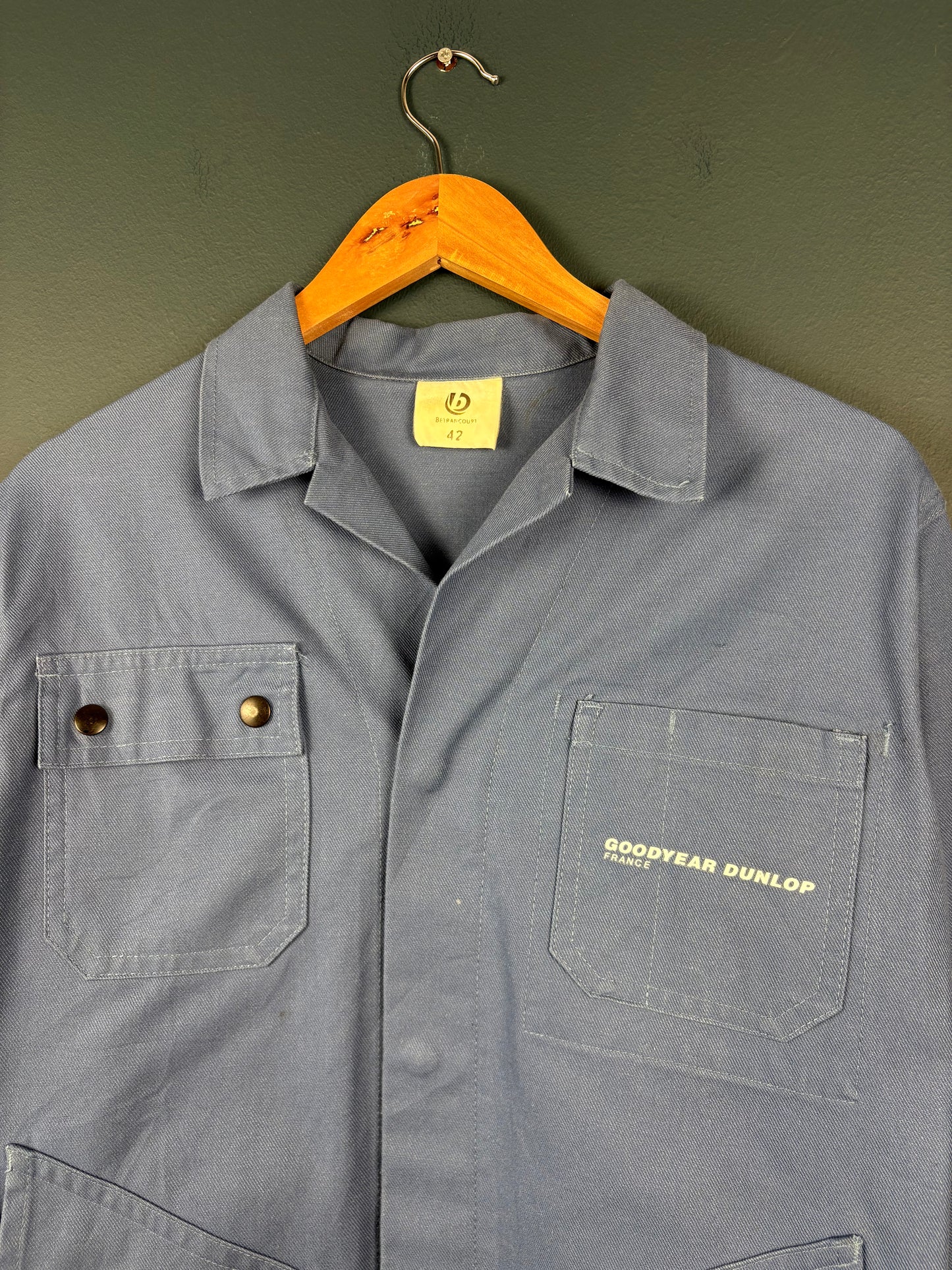 True Vintage 1970s French Goodyear Pop Button Workwear Jacket (M)