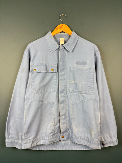 True Vintage 1970s French Goodyear Pop Button Workwear Jacket (L)