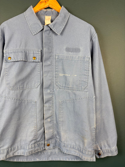 True Vintage 1970s French Goodyear Pop Button Workwear Jacket (L)