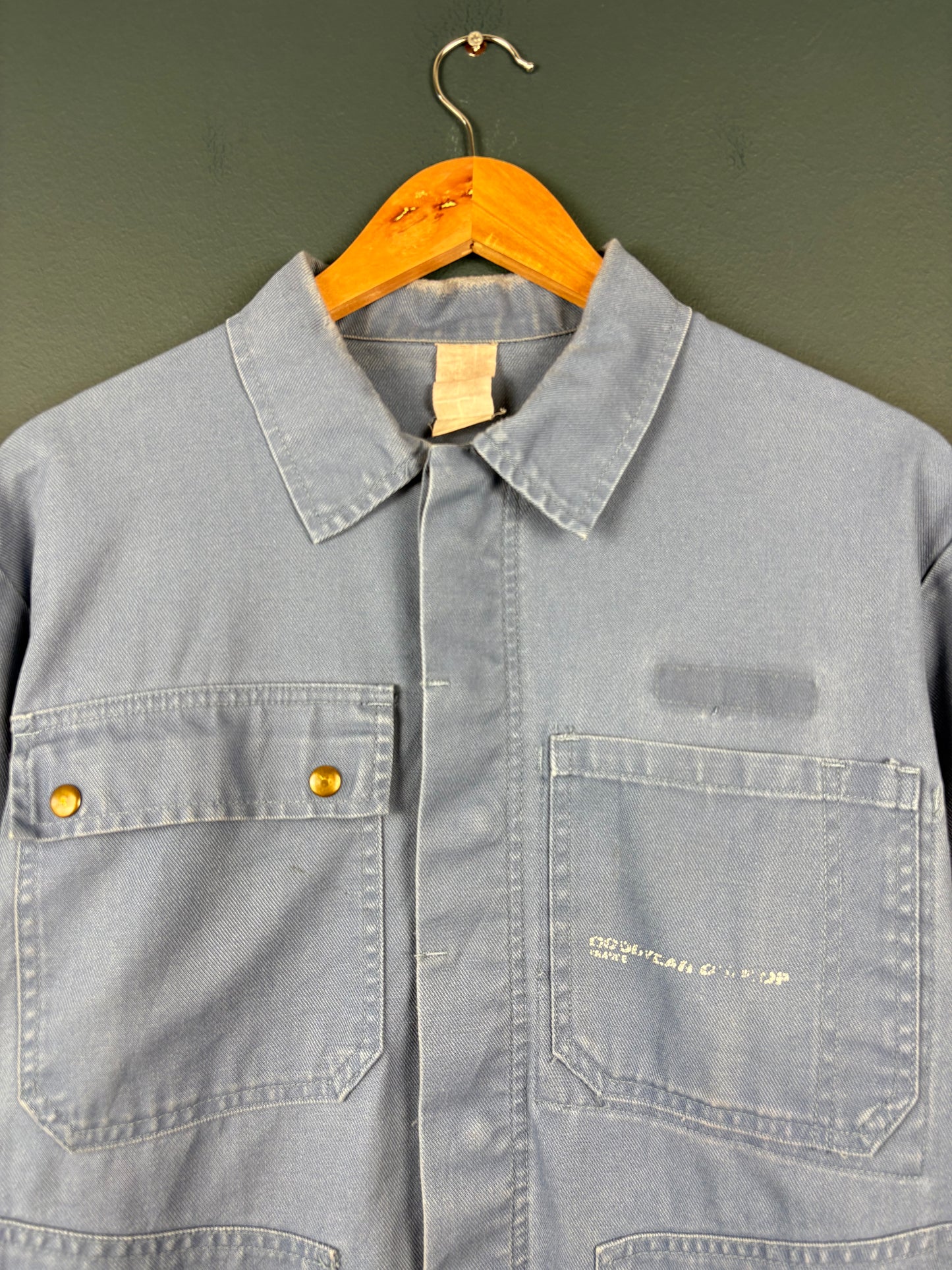 True Vintage 1970s French Goodyear Pop Button Workwear Jacket (L)