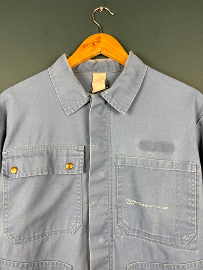 True Vintage 1970s French Goodyear Pop Button Workwear Jacket (L)