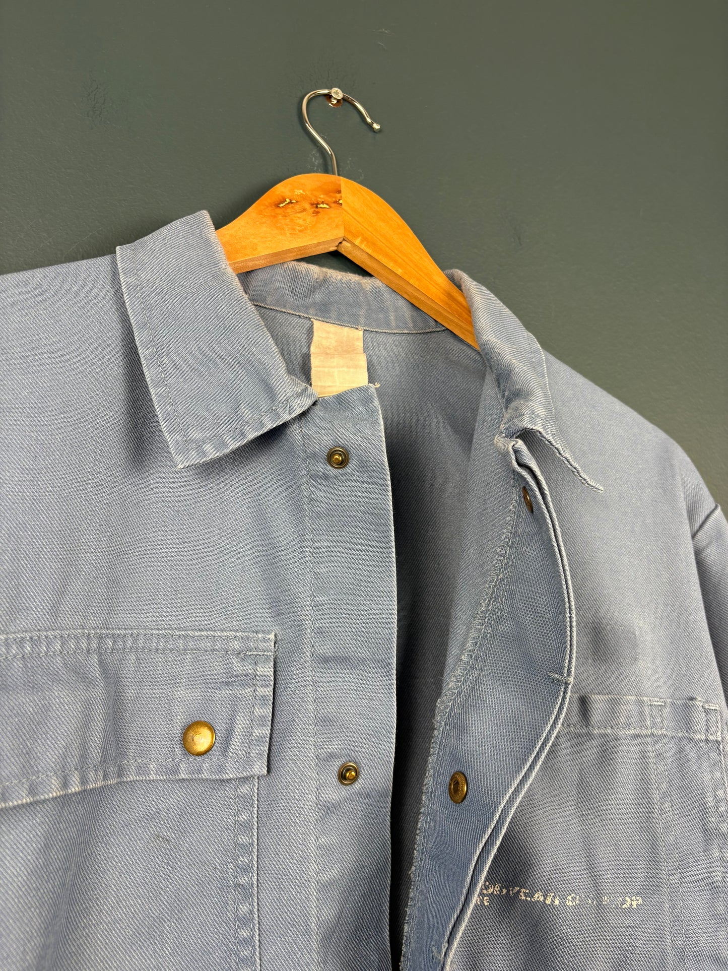 True Vintage 1970s French Goodyear Pop Button Workwear Jacket (L)