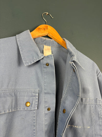 True Vintage 1970s French Goodyear Pop Button Workwear Jacket (L)
