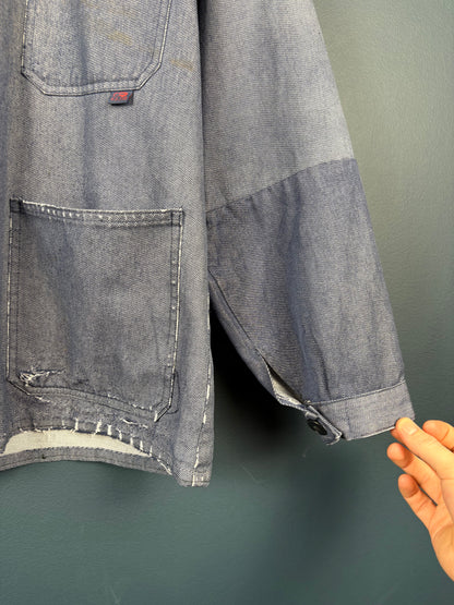 True Vintage 1960s Salt n Pepper Patched French Chore Jacket (M)