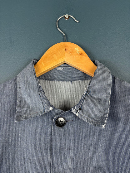 True Vintage 1960s Salt n Pepper Patched French Chore Jacket (M)