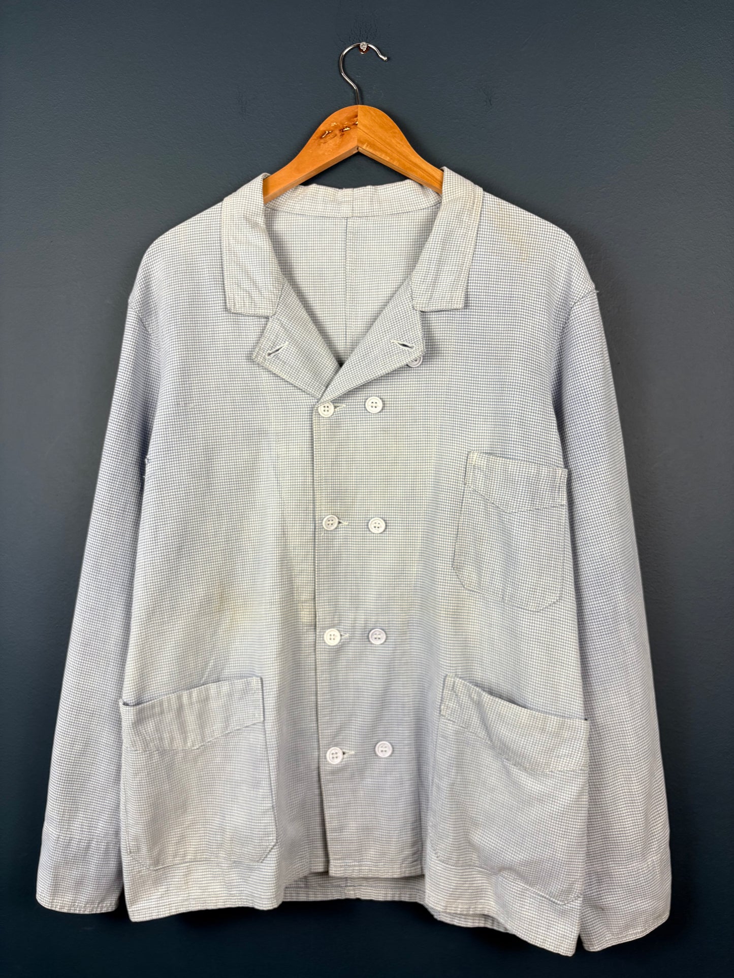 True Vintage 1960s Light Blue Double Breasted French Chef Shirt (M)