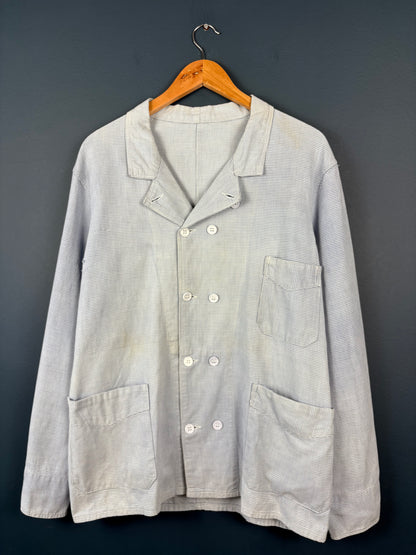 True Vintage 1960s Light Blue Double Breasted French Chef Shirt (M)