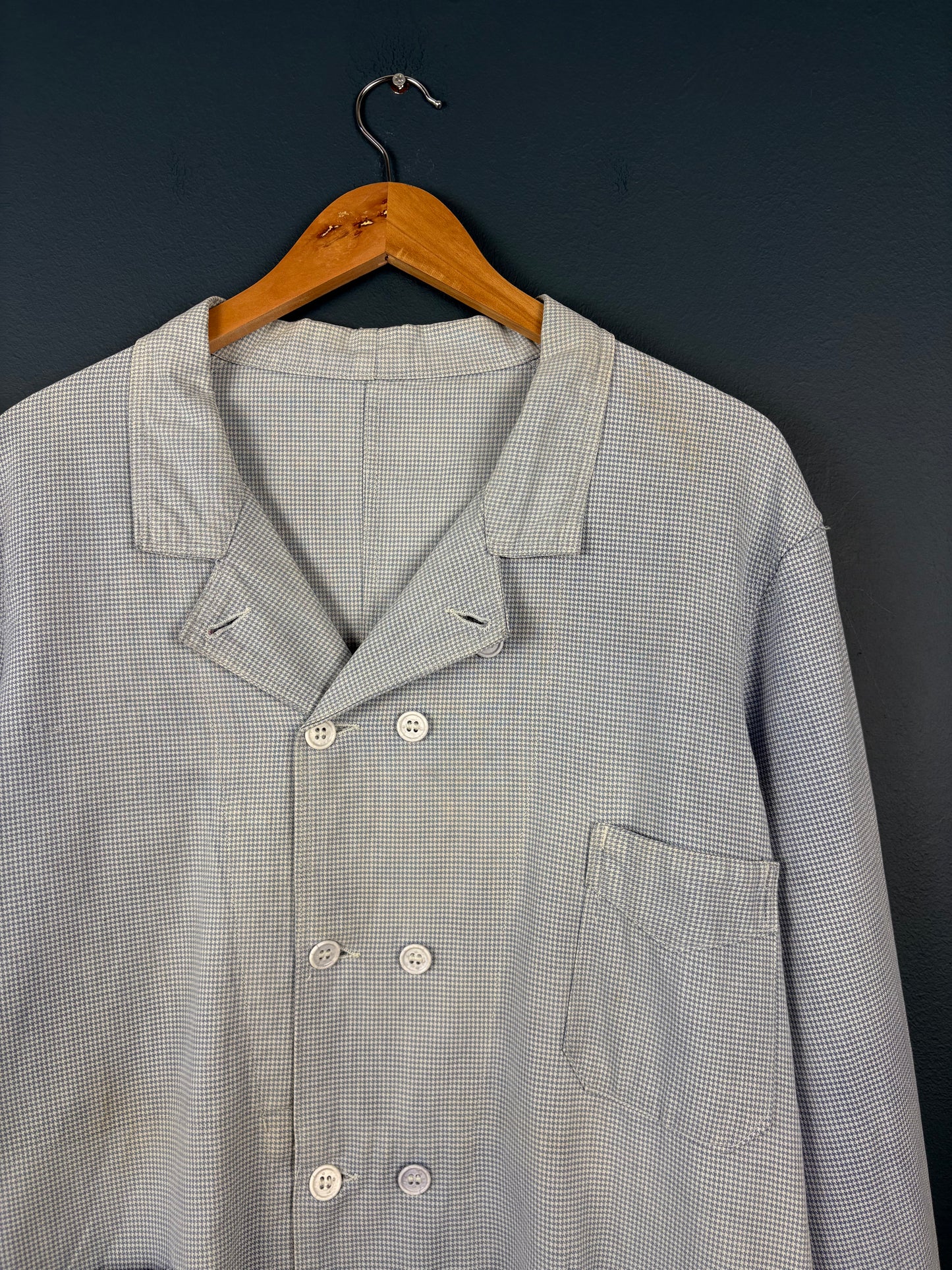 True Vintage 1960s Light Blue Double Breasted French Chef Shirt (M)
